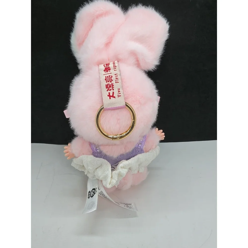 Adorable Baby Three Angry Green Eyes Pink Bunny Bag Charm